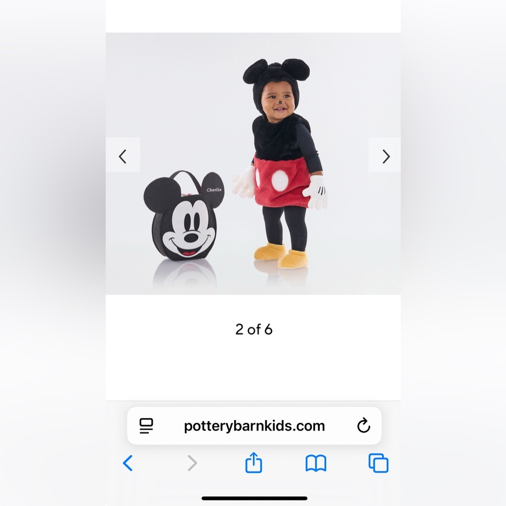Pottery Barn Mickey Mouse Baby Costume